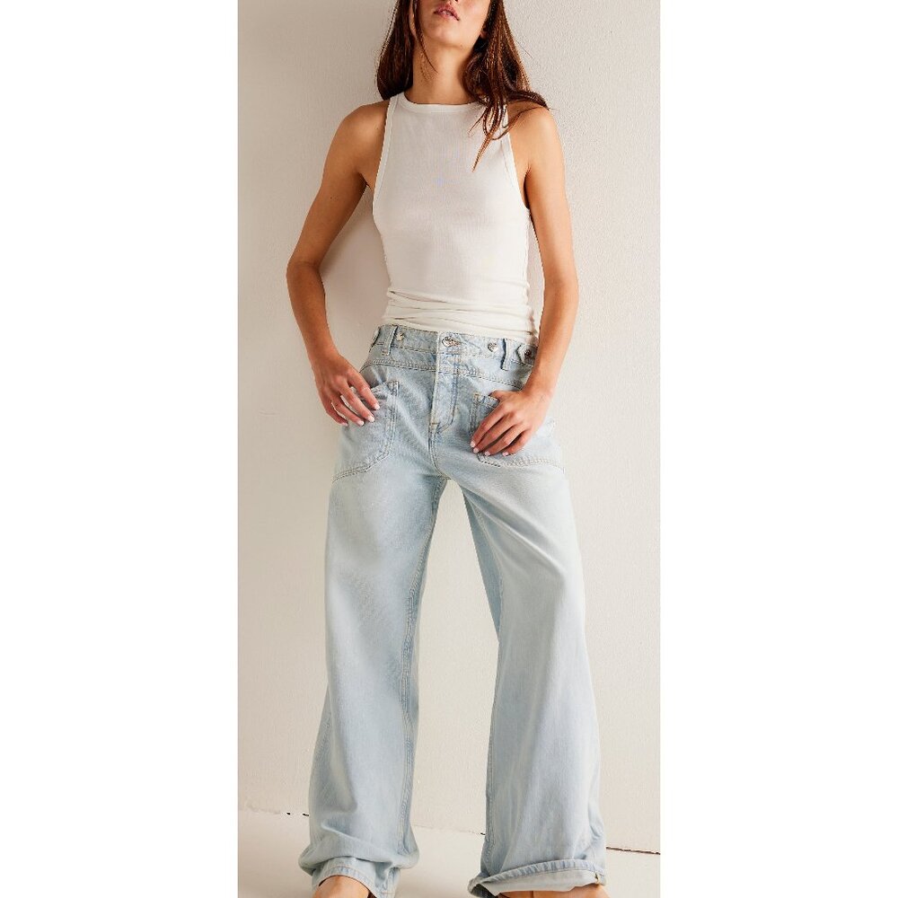 Free People Light Wash Straight Leg Jeans